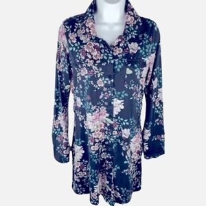 Ultra Flirt Floral Collar Long Sleeve Button Dress